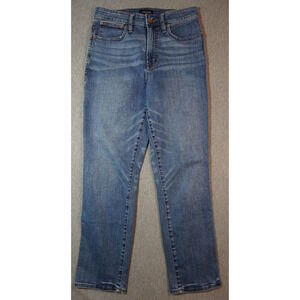 J Crew Women's Curvy Vintage Straight Jeans Size 28 Blue Medium Wash Whiskered